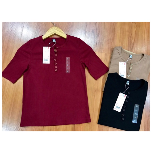 [FREE SHIP - ẢNH THẬT] Áo len tăm tay lỡ cổ tròn cúc | BigBuy360 - bigbuy360.vn