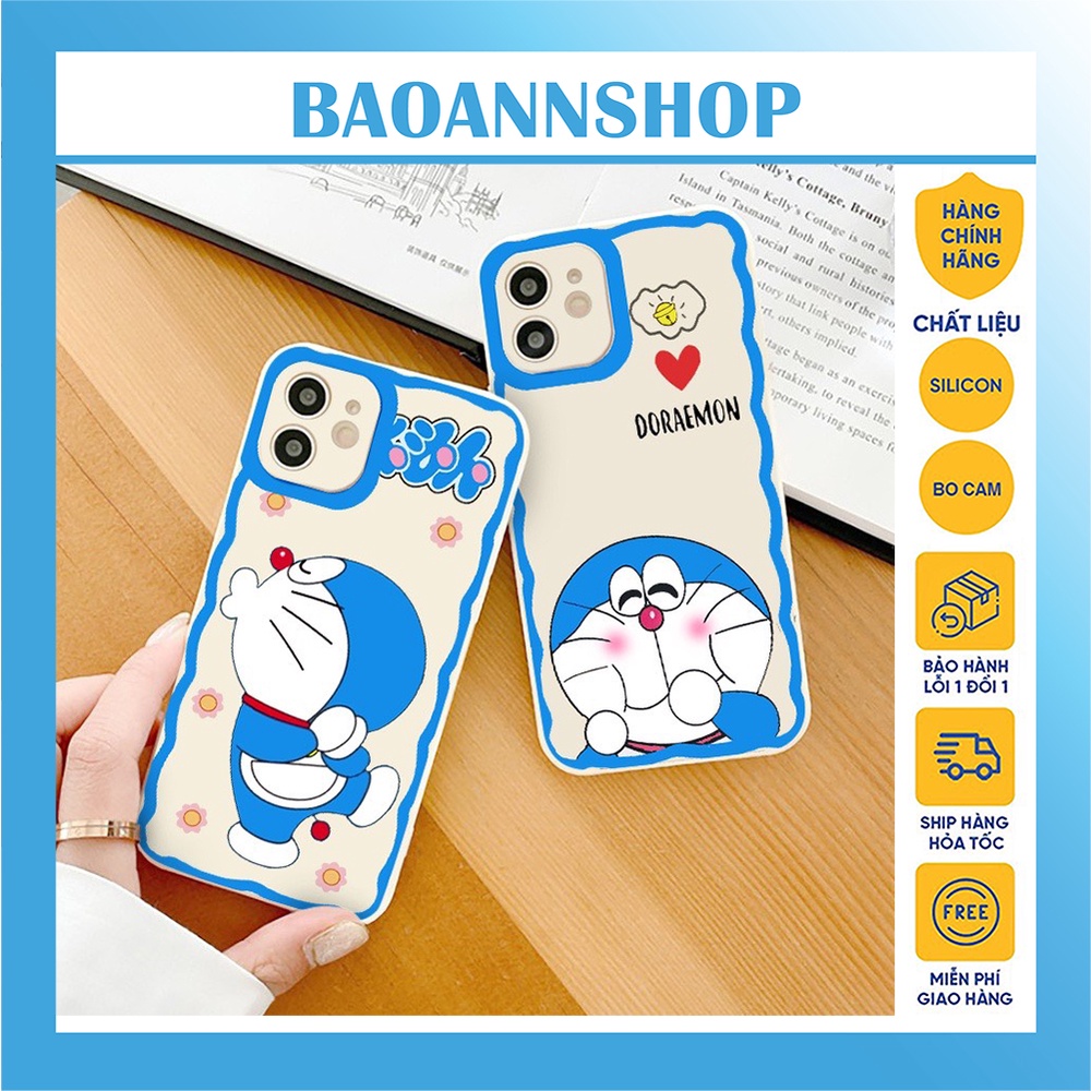 Ốp lưng iphone hình Doraemon viền camera màu cạnh vuông bảo vệ camera iphone 7plus/8plus/x/xs/xsmax/11/12/13/promax