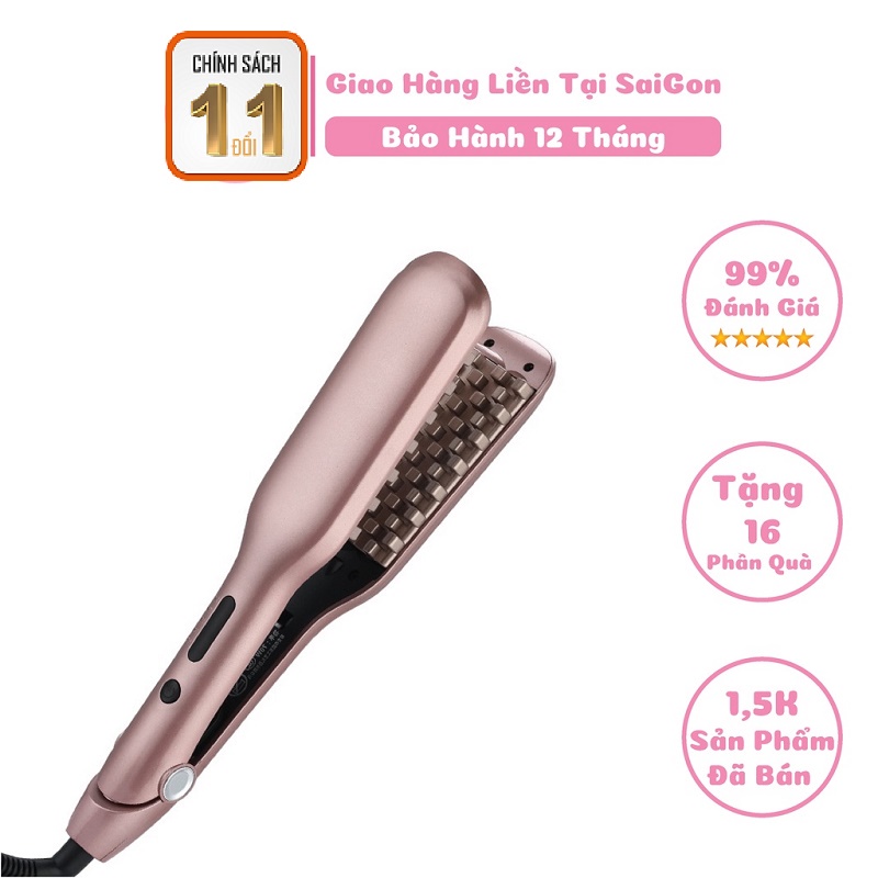 Máy dập xù bấm tóc phồng chân tóc vuông 2 in 1 kéo duỗi cao cấp 5 mức nhiệt bảo hành 6 tháng