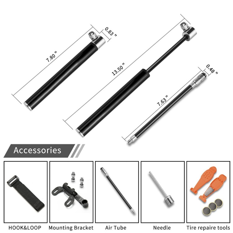 QQ Ống Bơm Xe Đạp Nhỏ Gọn Giảm Xóc Bằng Tay