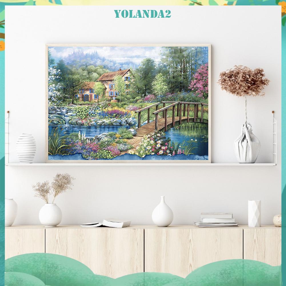 (canvas no printing)  (Không có vải in) Toàn Bộ Tranh Thêu Chữ Thập 14ct Hình Biệt Thự Woodland