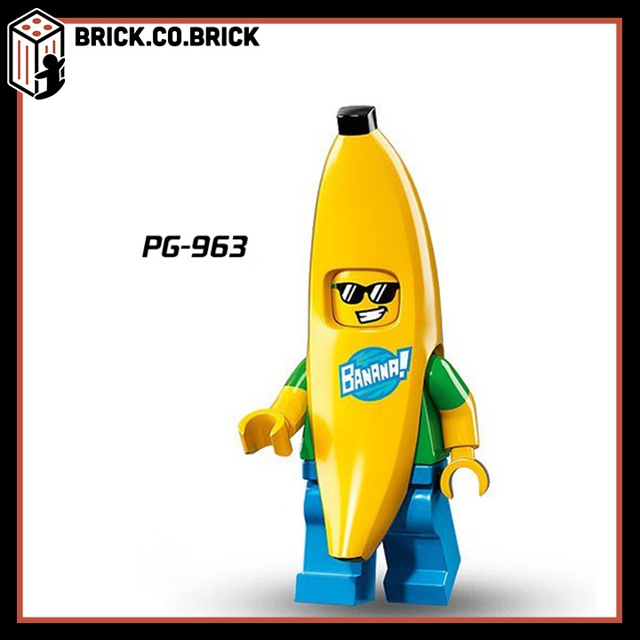 Đồ Chơi Lắp Ráp Mô Hình Minifigure và Non Lego Nhân vật Anime Hóa Trang Người Chuối Sinh Viên Cá Mập Lính PG962