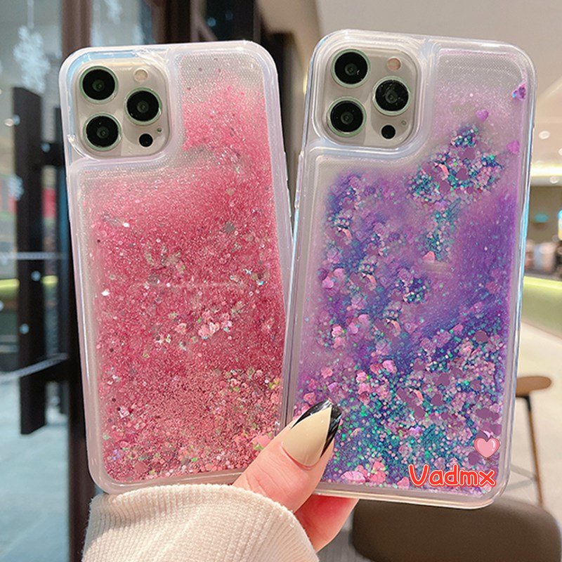 Ốp Điện Thoại Kim Tuyến Nước Hình Trái Tim Cho OPPO A57 A77 2022 A16K A96 4G A76 4G A54 A94 4G A53 A33 A32 2020 A15 A15S