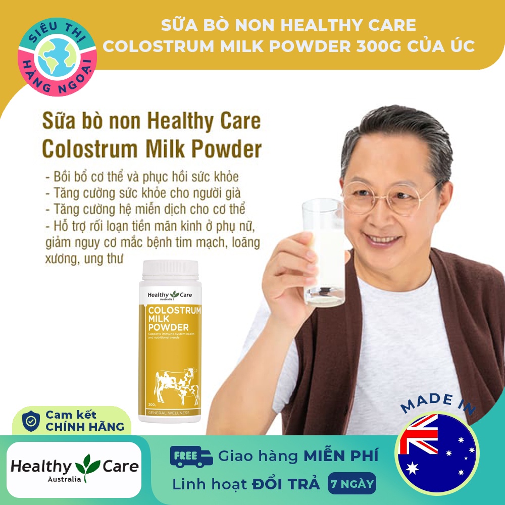 Sữa bò non Healthy Care Colostrum Milk Powder Úc Hộp 300g Best before 05/2024