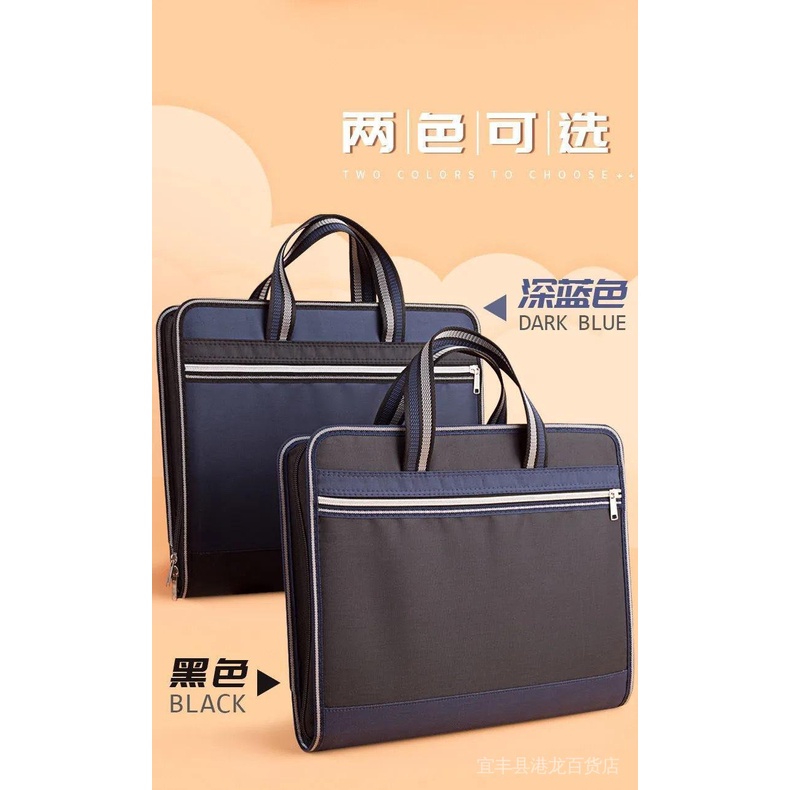 Túi Đựng Tài Liệu Văn Phòng Nhiều Ngăn Sức Chứa Lớn 44GA Bằng Vải Canvas Chống Nước Có Khóa Kéo