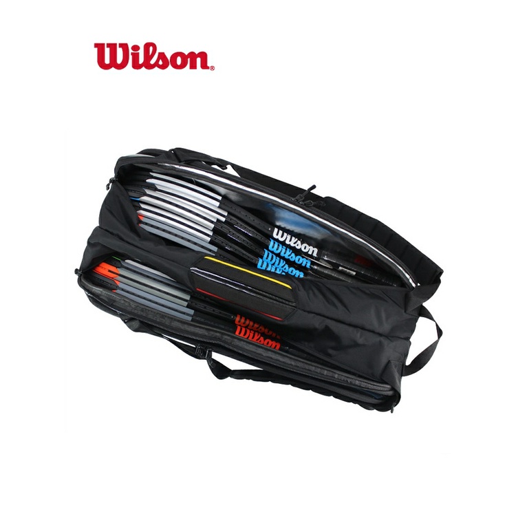 Túi tennis Wilson super tour pro staff 9 pack bag có 2 ngăn lớn màu đen