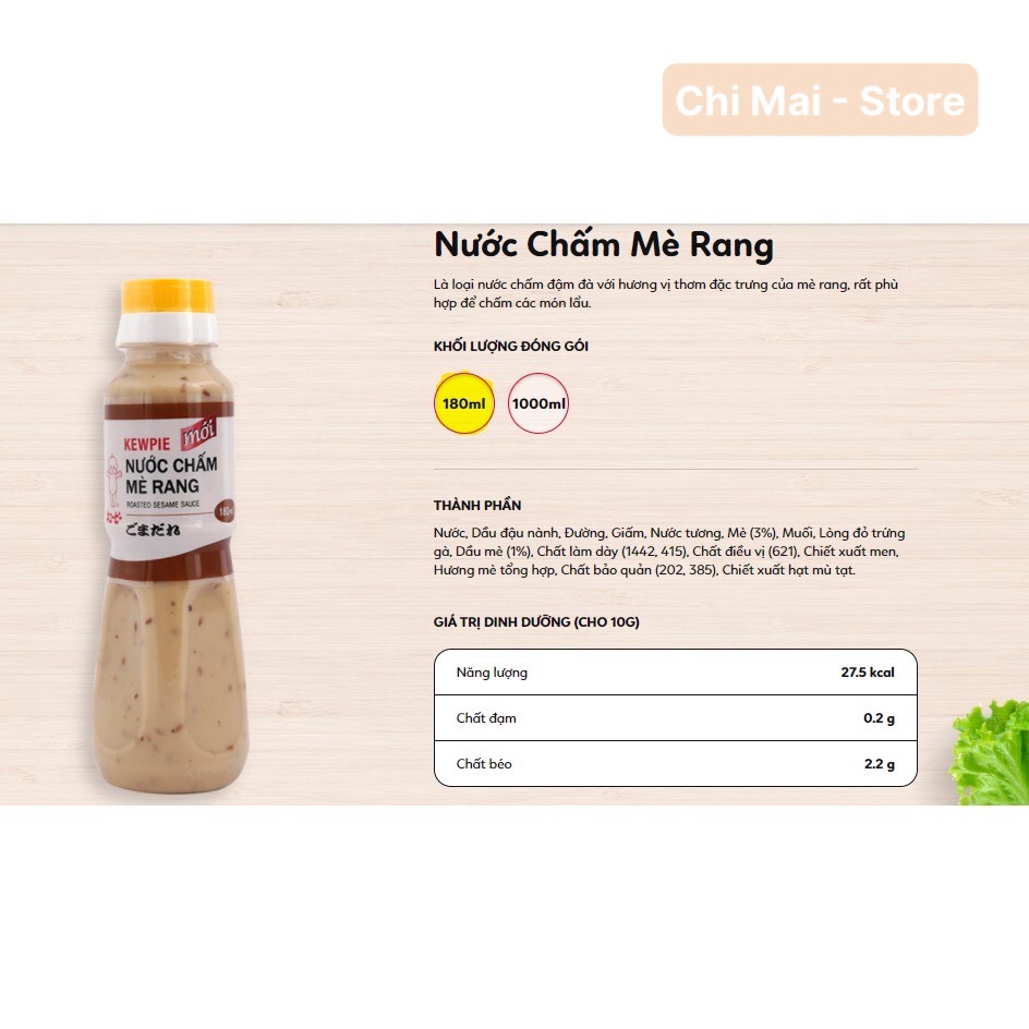 [Mã 155FMCGSALE giảm 7% đơn 500K] Nước chấm mè rang Kewpie CHAI 180ML