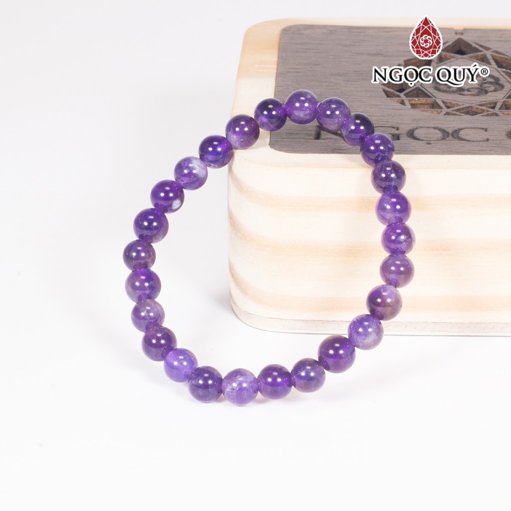 Vòng tay thạch anh tím amethyst mệnh hỏa, thổ - Ngọc Quý