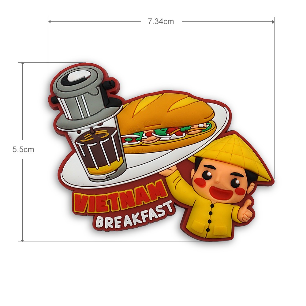 Nam châm dán tủ lạnh - Quà tặng lưu niệm Việt Nam - Fridge Magnet - Bánh mì Cafe