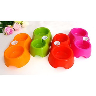 CHÉN ĂN ĐÔI GẮN BÌNH NƯỚC TỰ ĐỘNG CHO CHÓ MÈO