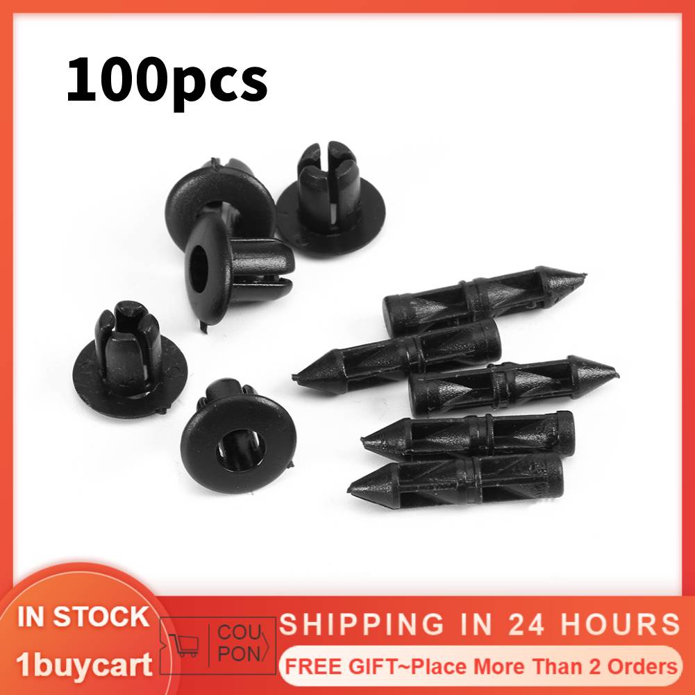 Set 100 đinh tán 6mm bằng nhựa cho xe máy Honda Yamaha Suzuki