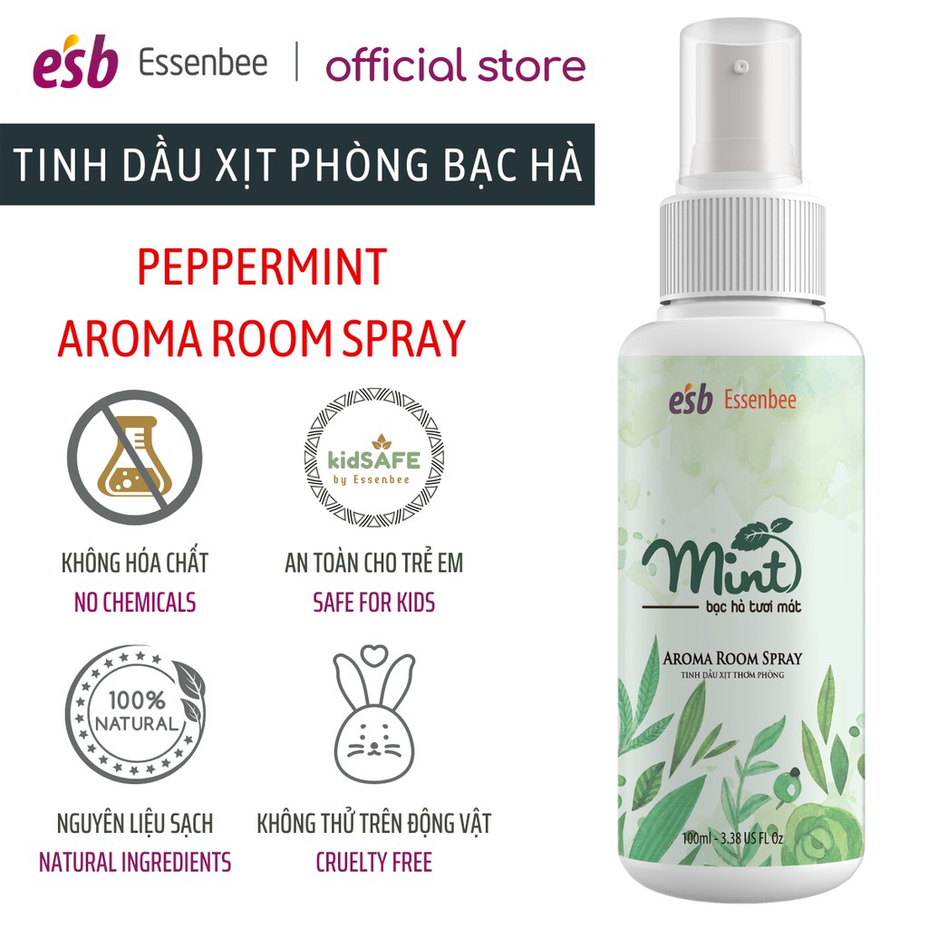 Tinh dầu xịt phòng Bạc Hà – Essenbee – 100ml