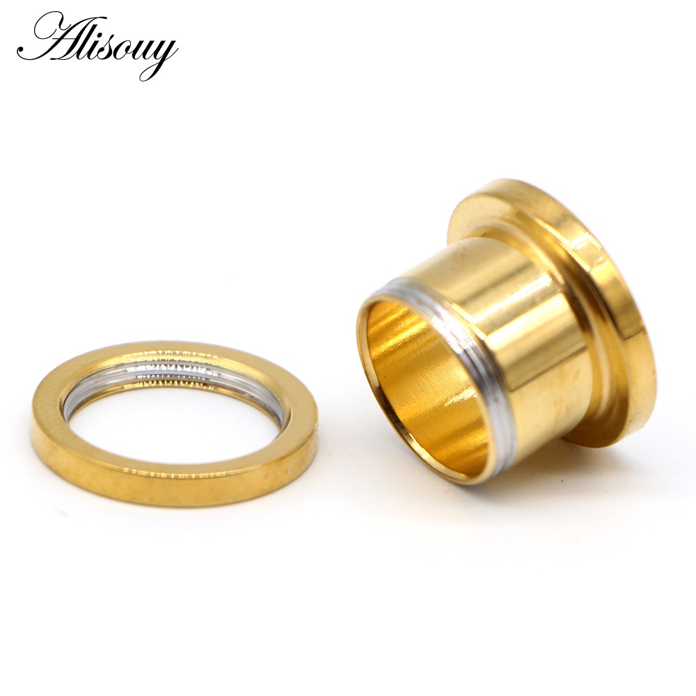 Alisouy 1 Cặp Nút Bịt Lỗ Tai 3~20mm Màu Vàng Pha Lê