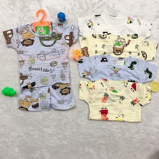 Bộ quần áo bé trai ,gái tay cộc chất liệu cotton sợi tre siêu mát in hình cute đặc sắc phong cách Hàn Quốc.