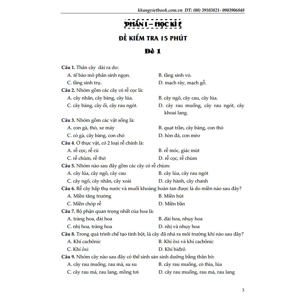 Sách - 100 Đề Kiểm Tra Sinh Học 6 ( Biên Soạn theo Chương Trình mới )