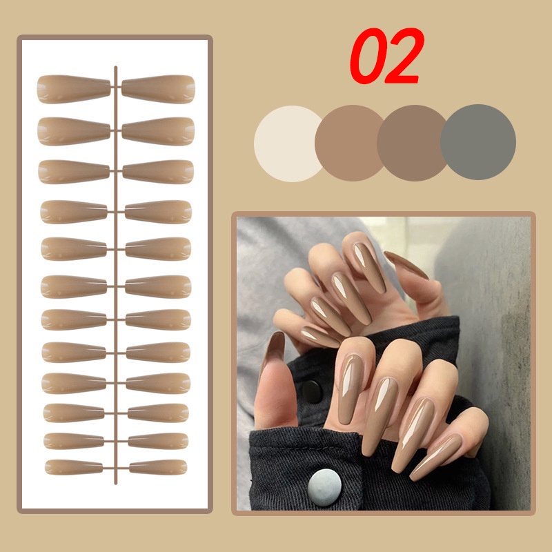 Set 24 Móng Tay Giả Đầu Nhọn Trang Trí Nghệ Thuật