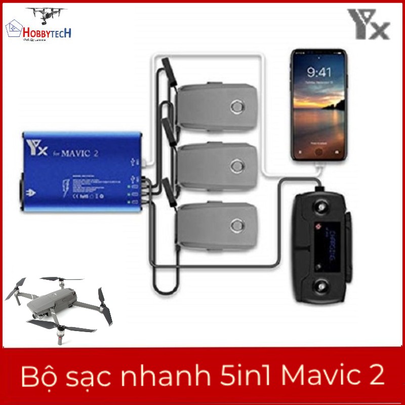 Bộ sạc Mavic 2 pro zoom nhanh - 5 in 1 - chính hãng Yxtech - BH 6 tháng, đổi mới 7 ngày đầu nếu có lỗi NSX