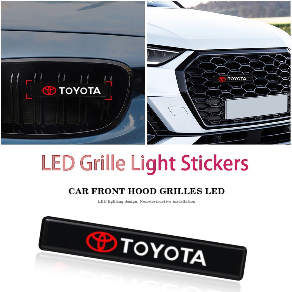 Toyota Logo Đèn LED Trang Trí Mui Xe Hơi  Chất Lượng Cao Raize Corolla Cross Vios Veloz Innova Camry Hilux Yaris Fortuner Wigo Altis RAV4 Avanza Hiace