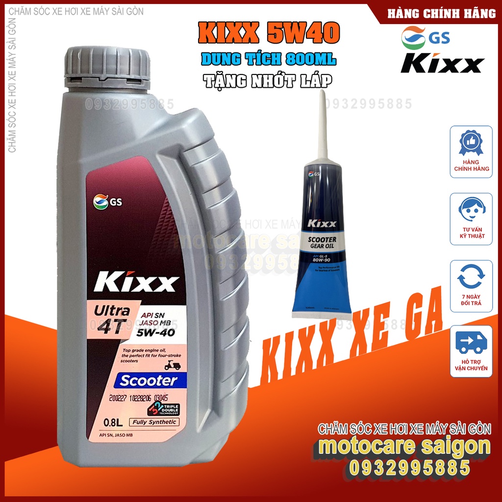 [Tặng nhớt hộp số] KIXX FULLY SCOOTER 5W40 SN 800ml nhớt xe tay ga tổng hợp hoàn toàn