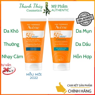 Kem chống nắng avene dry touch fluide spf50+ 50ml / avene mattifying cleanance spf50+ 50ml