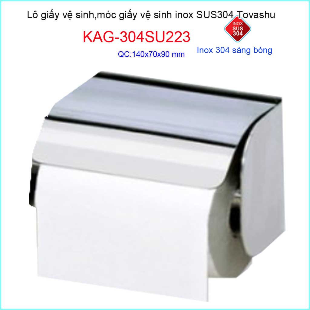 Hộp giấy vệ sinh Tovashu KAG-304SU222, Móc giấy vệ sinh Inox SUS304 Nhật cao cấp KAG-304SU223