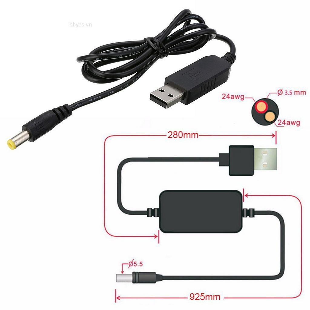 Cáp chuyển đổi DC-DC USB 5V sang 9V / 12V DC Jack 5.5 * 2.1mm Mô-đun nguồn tăng cường