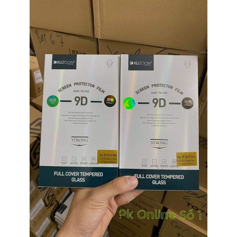 [HÀNG MỚI NHẤT] Kính cường lực 2In1 vừa chống NHÌN TRỘM chống VÂN TAY chính hãng  KUZOOM iPhone 12 / 12 mini / 12 promax