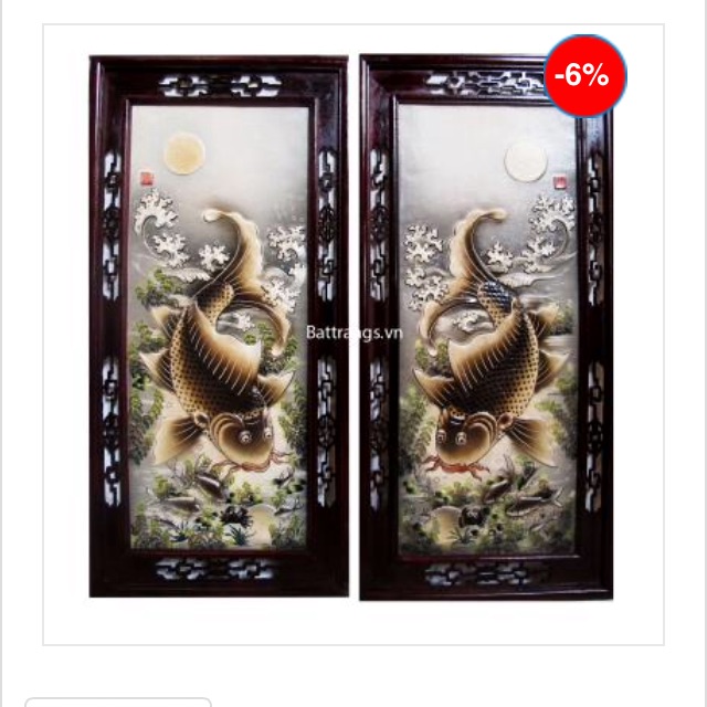 Tranh cá chép đắp nổi Bát Tràng