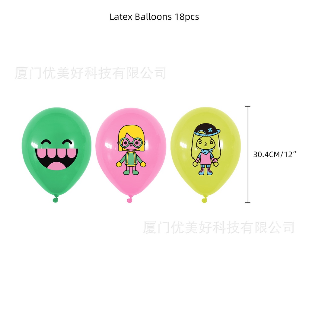 Bộ Bong Bóng Thẻ Trang Trí Tiệc Sinh Nhật Chủ Đề The Toca Life Cho Bé