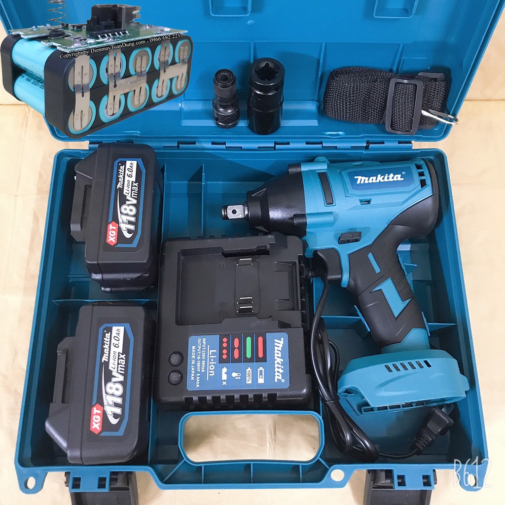 Máy siết bulong dùng pin Lực siết 800Nm Thương hiệu Makita 118V Chuyên dùng siết ốc bulong xe máy ô tô