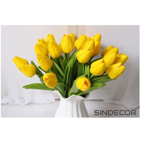 Hoa tulip giả PU cao cấp nhiều màu sắc decor trang trí nhà cửa Sindecor