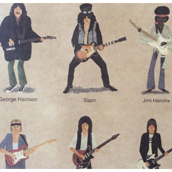 1 Poster dán tường hình đàn guitar rock độc đáo