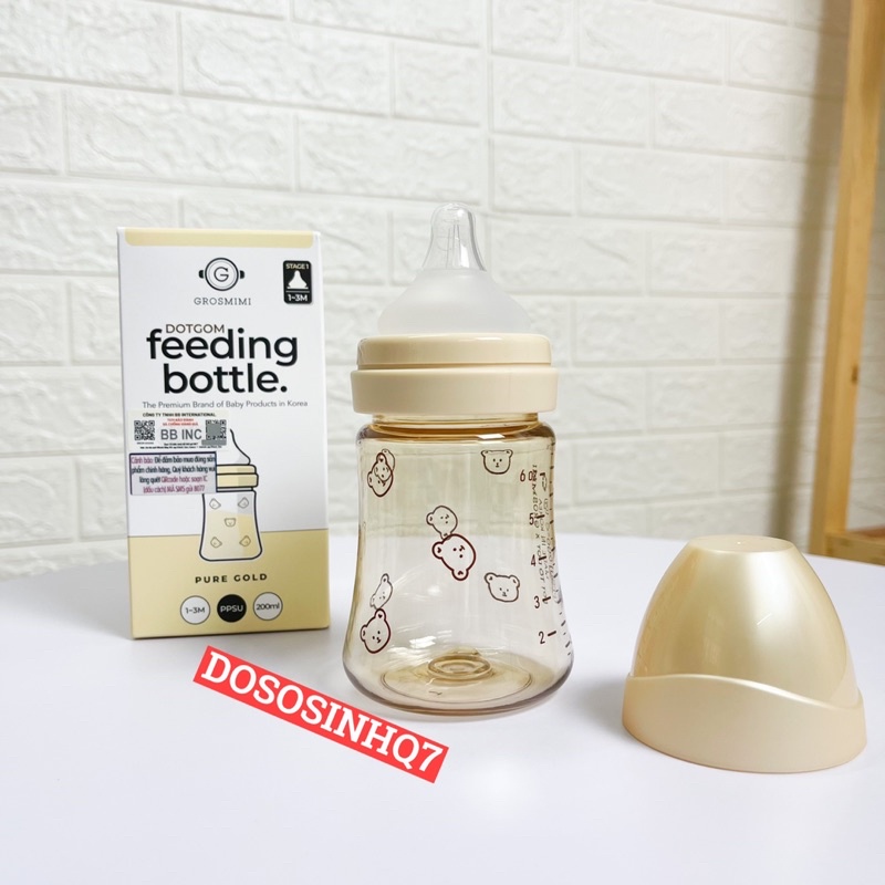 Bình sữa Grosmimi PPSU Dotgom 200ml / 300ml - Hàng chính hãng