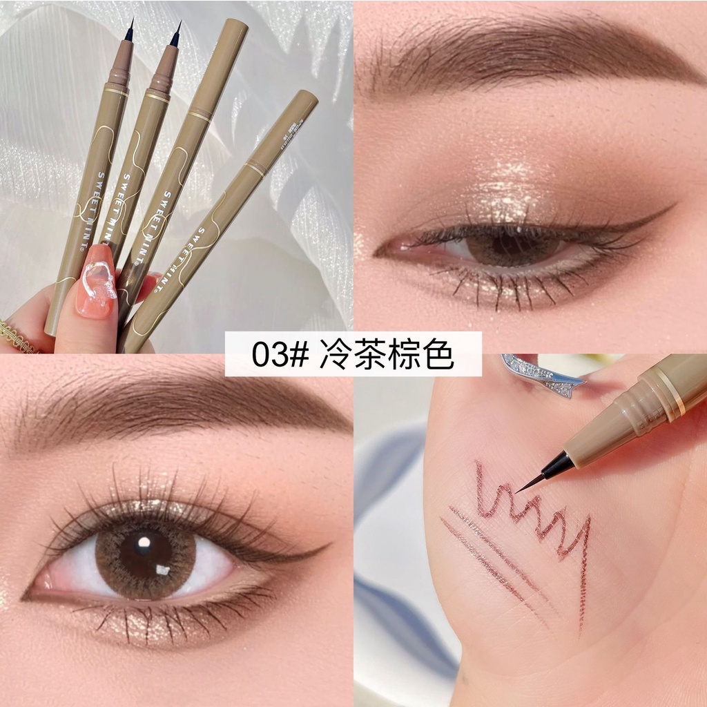 Kẻ mắt nước Sweet Mint, bút kẻ mắt đầu mảnh eyeliner màu đen nâu nội địa trung D45 - Sammi beauty