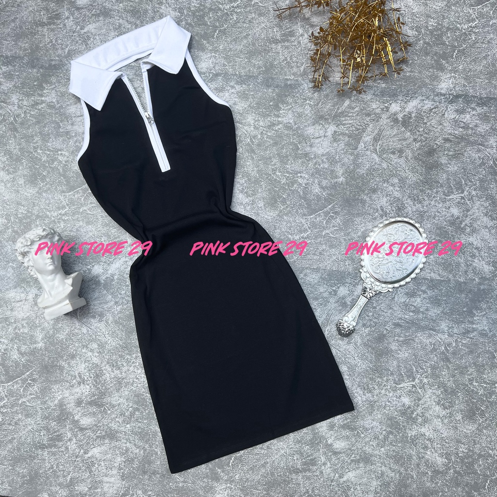 Đầm Mini Body Sát Nách Hở Lưng, Kiểu Cổ Bẻ Trắng Kèm Khóa Kéo Sexy D062 | BigBuy360 - bigbuy360.vn