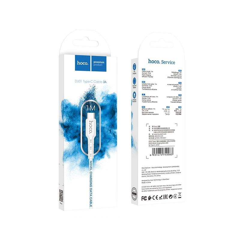Cáp sạc nhanh Hoco DU01 vỏ bọc PVC chống rối hỗ trợ truyền dữ liệu tốc độ cao dài 1M cho Smartphone