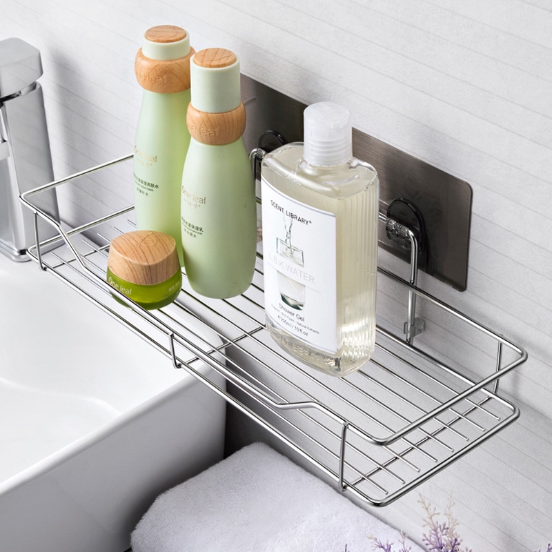 Kệ Inox 304 Hình Chữ Nhật Dán Tường Tiện Lợi Đựng Đồ Trong Nhà Tắm, Nhà Bếp
