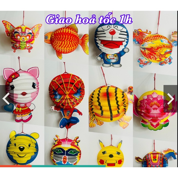 Đèn lồng trung thu hình thú xếp giấy khung thép chắc chắn, đẹp
