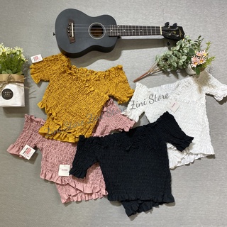 Áo trễ vai croptop tay ngắn kiểu ôm, Áo croptop siêu dể thương Zini Store CRT-TV59