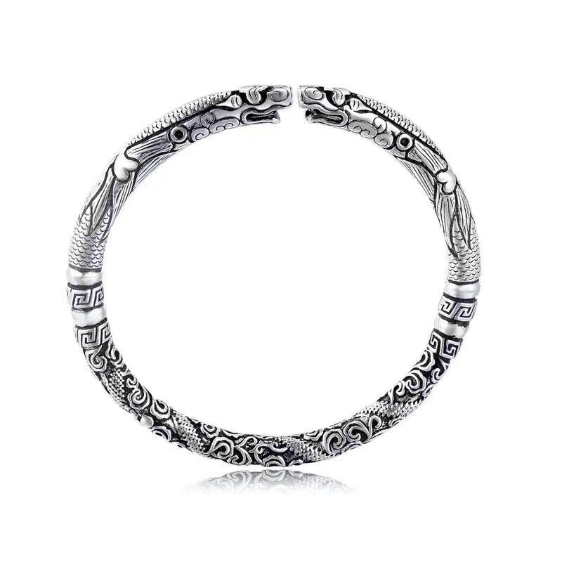 Vòng đeo tay mạ bạc 925 hình rồng cá tính sành điệu dành cho nam