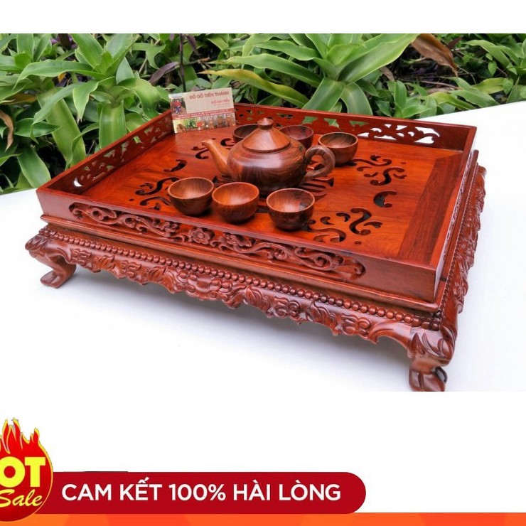KHAY TRÀ CHÂN QUỲ GỖ HƯƠNG LOẠI LỚN KT :45X35 cm -Hàng cao cấp