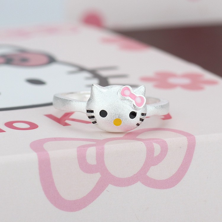 Nhẫn mạ bạc 925 thiết kế hình hello kitty