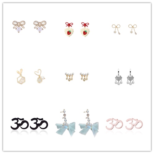 Khuyên Tai Hình Nơ/Hoa/Bướm/Trái Tim/Nơ Xinh Xắn 3q