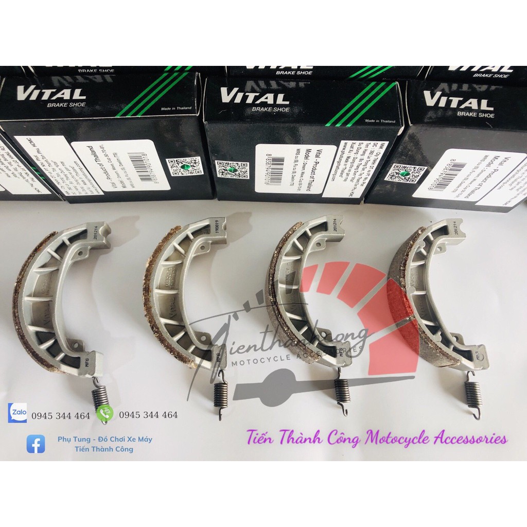 Bố thắng đùm/Má phanh xe Dream/Wave/RS/Future V1, Neo, X, 125/Blade  thương hiệu Vital  kèm lò xo.