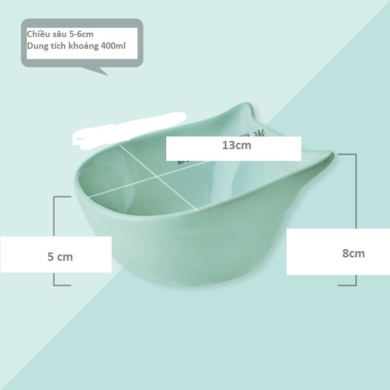 Bát ăn cho mèo bằng sứ, hình mèo siêu cute