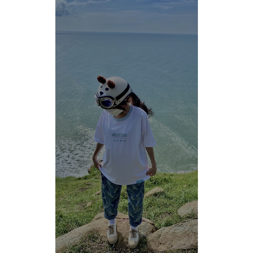 Mũ Bảo Hiểm Nửa Đầu 1/2 Tem Gấu sữa có tai có kính Siêu HOT - Nón bảo hiểm Hàng Cao Cấp