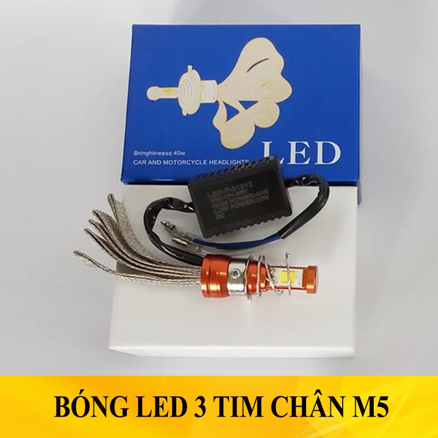 ĐÈN PHA LED XE MÁY 3 TIM CHÂN M5