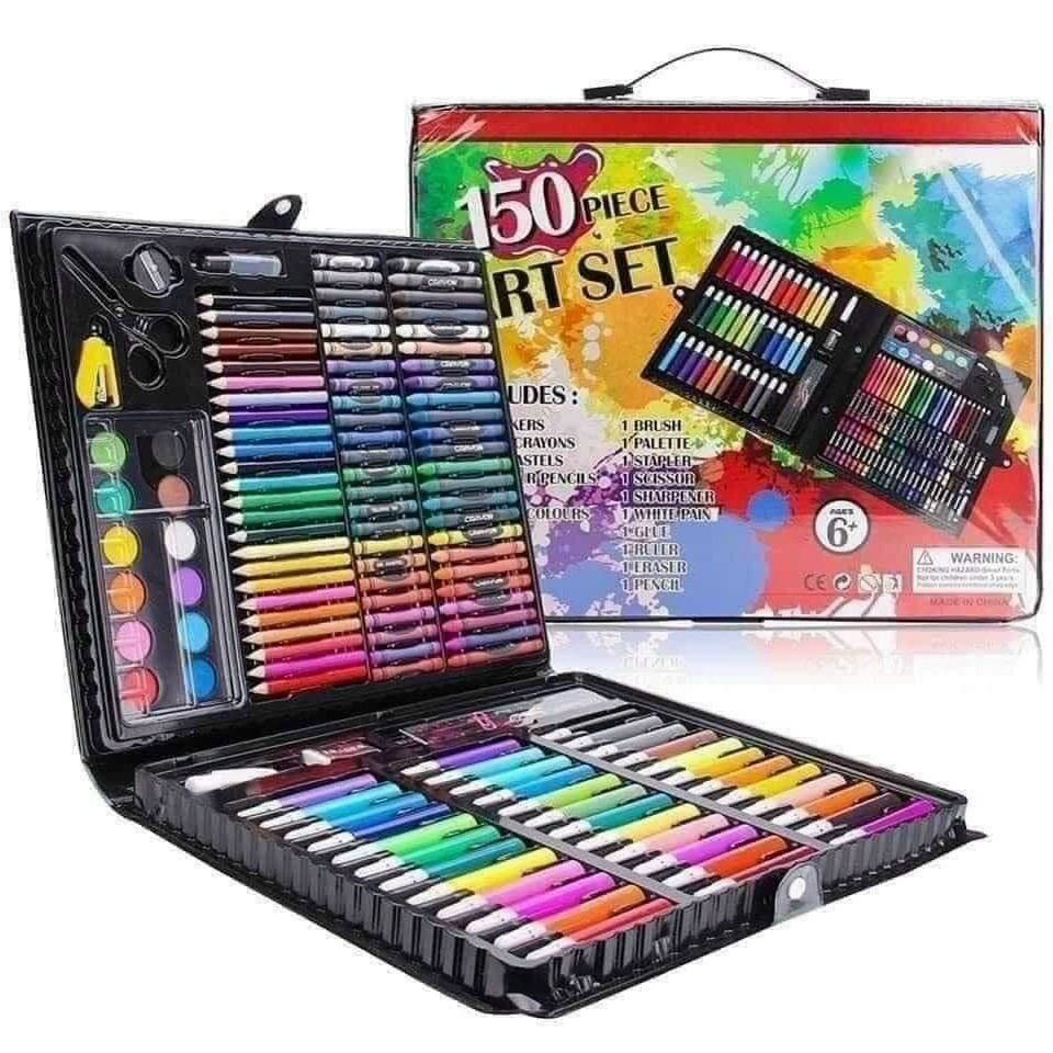 Hộp Bút Màu 150 Chi Tiết Cho Bé, Bộ Màu Vẽ Đa Năng 150 Món Giá Rẻ Cho Bé