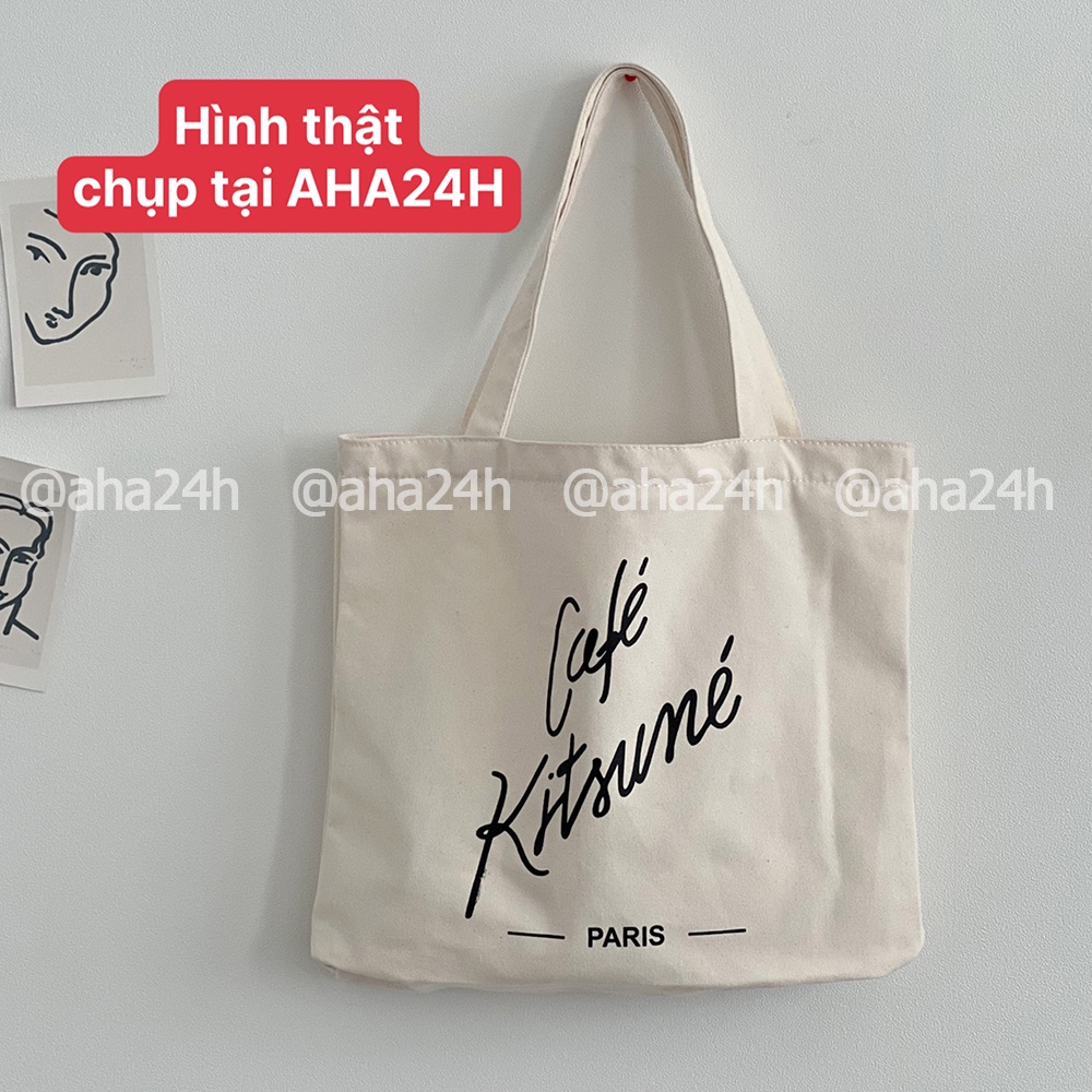 Túi tote vải Canvas phong cách đi học đi chơi hàn quốc giá rẻ in Cafe Kitsune AH1597