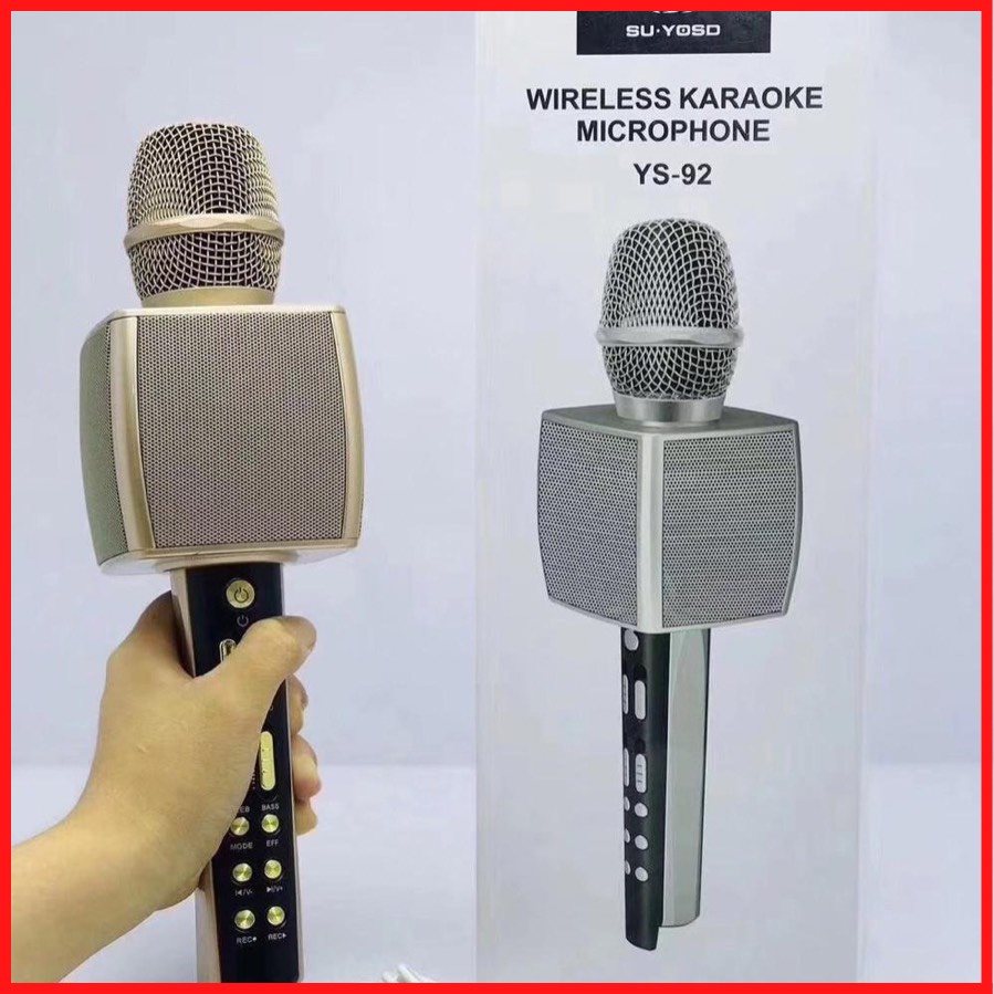 Míc Karaoke Cao Cấp YS92⚡FREE SHIP⚡( Mẫu Mới 2021) Micro Đa Năng 3 In 1,Mic Kiêm Loa, Âm Bass Ấm, chức năng như vỗ tay
